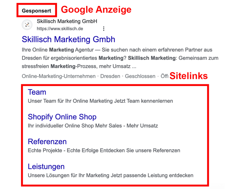 Sitelinks google ads 