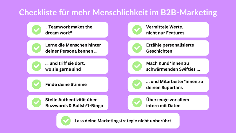 Checkliste für mehr Menschlichkeit im B2B-Marketing