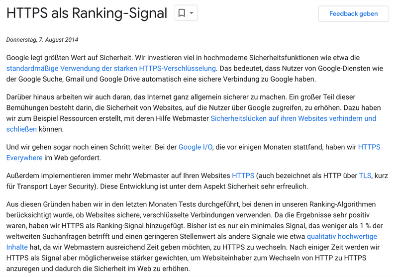 HTTPS als Ranking-Faktor