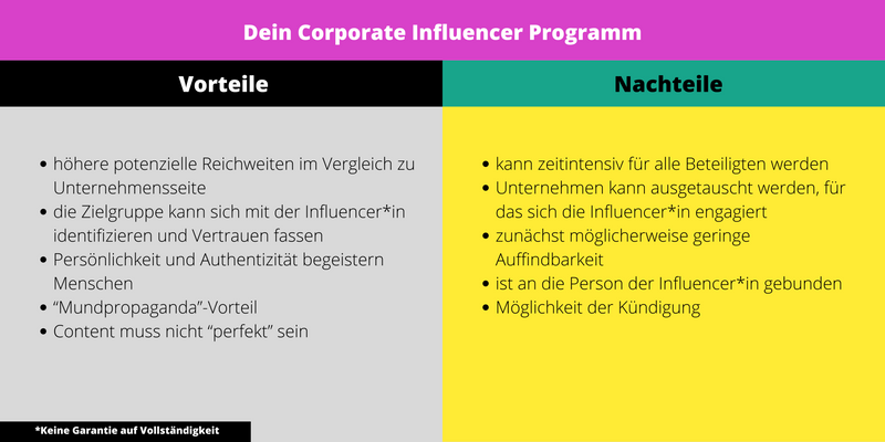 Vorteile Corporate Influencer Programm 