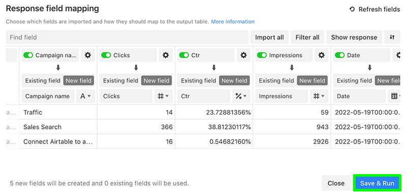 Google Ads Mapping to Airtable 