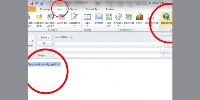 Hyperlink in Outlook erstellen