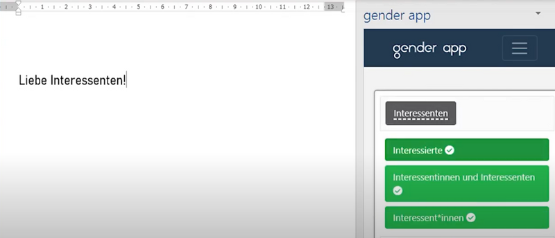 Genderapp Beispiel Screenshot