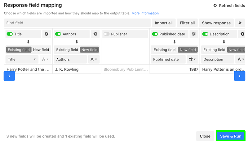 Google Books Response Mapping