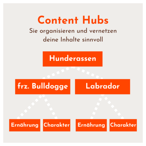 Content Cluster für Hunderassen mit Unterkategorien 