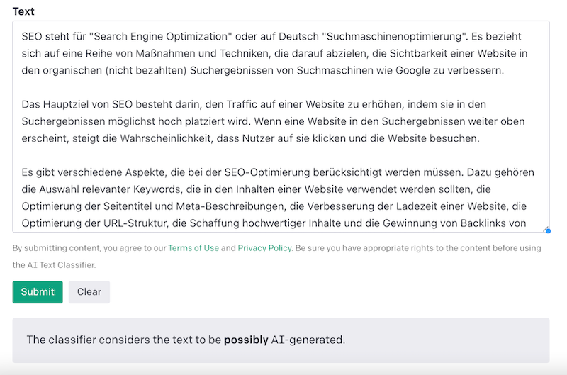 Einen weiteren von KI geschriebenen Text über SEO.