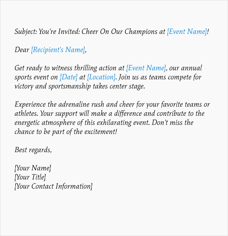 Image of Invitation Email Template for Sports Event or Tournament