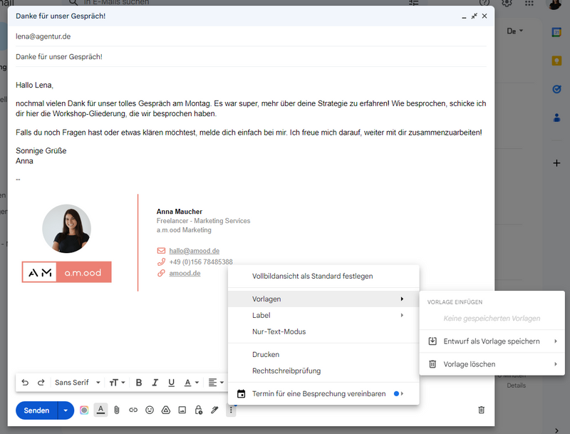 E-Mail Vorlagen für Gmail Schritt 2