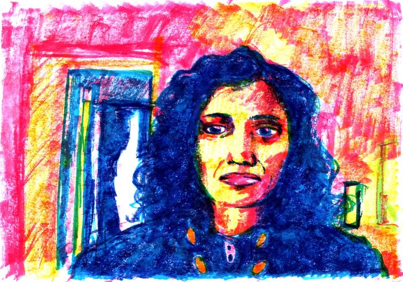 Johanna Rojola (roju), Portrait of Shubhangi Singh, 2020, felt-tip pens, markers