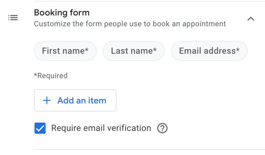 Google Appointment Schedule - Booking Form