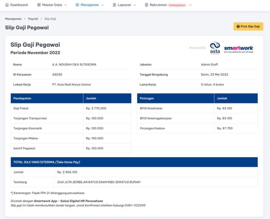 Contoh slip gaji online.