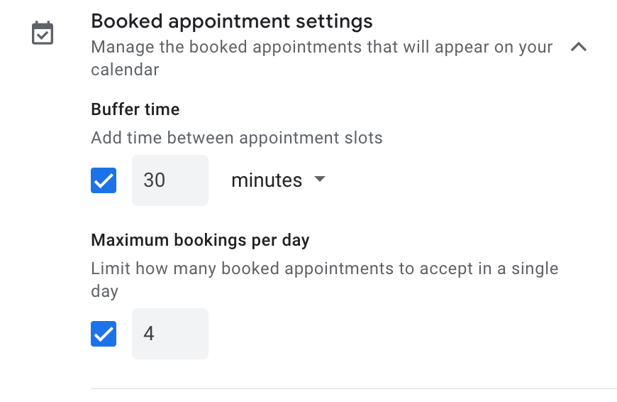 Google Appointment Schedule - Buffer Times