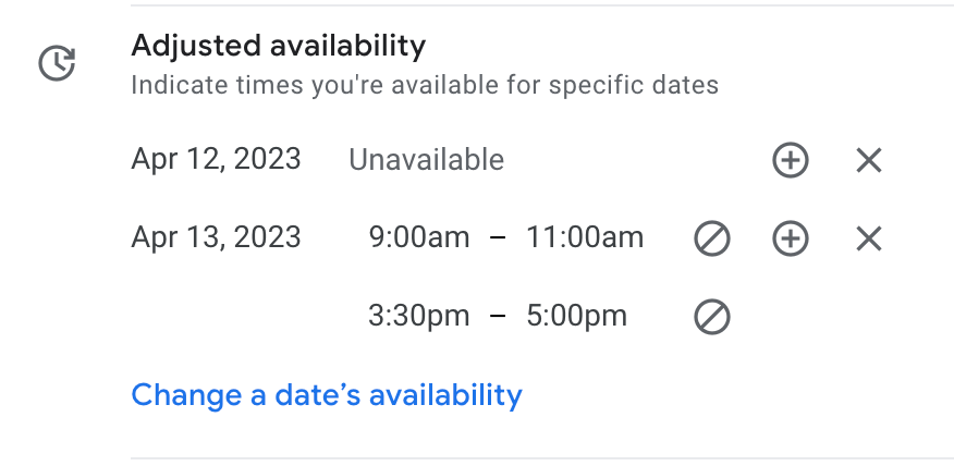 Google Appointment Schedule - Adjusted Availability