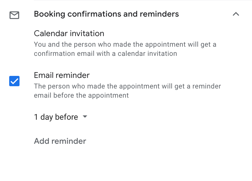 Google Appointment Schedule - Reminders