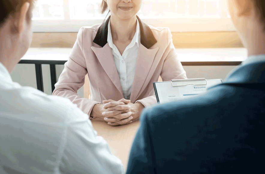 woman going thru interview process