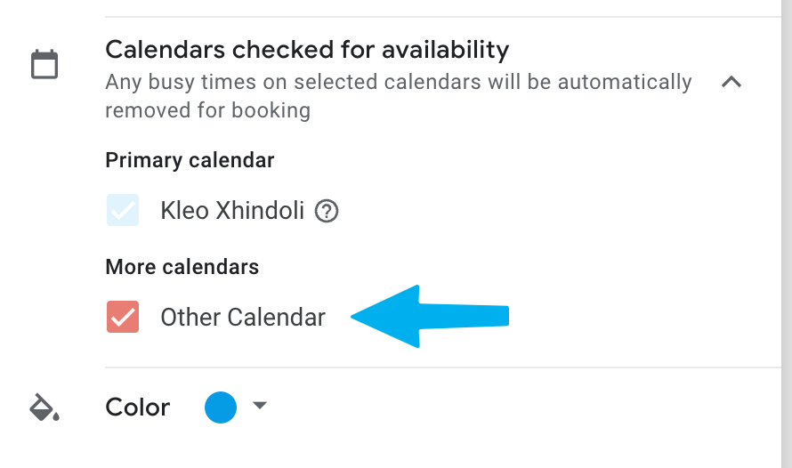 Google Calendar - Other calendars section