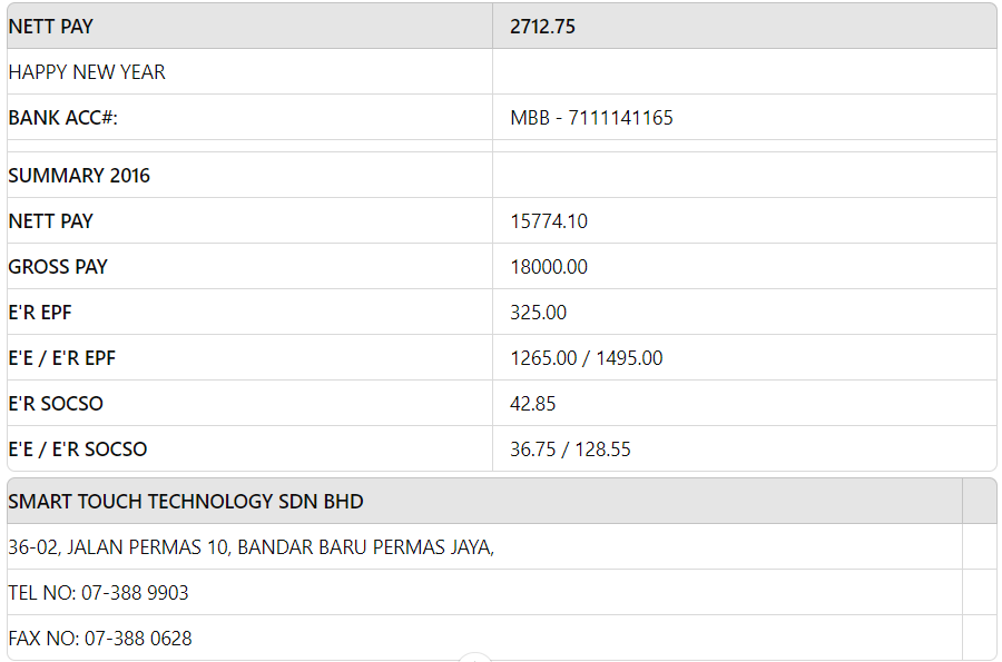 contoh slip gaji dengan potongan 1