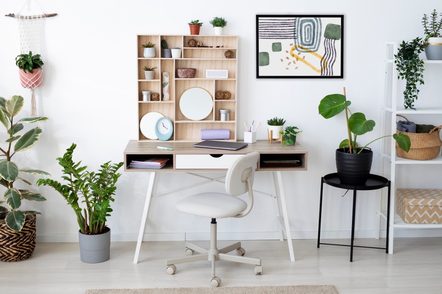 home office space decorated with some plants