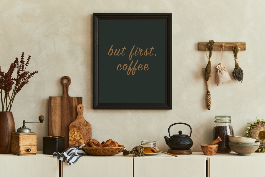 Kitchen wall art with a quote saying 