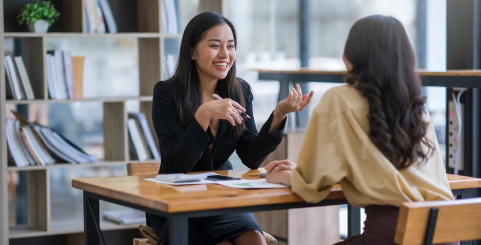 Colleagues having meeting