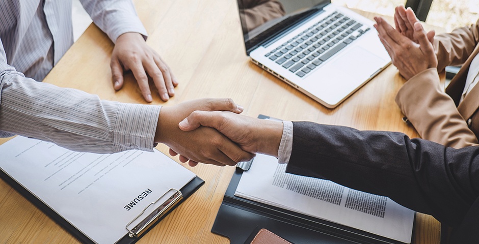 Handshake in an interview 