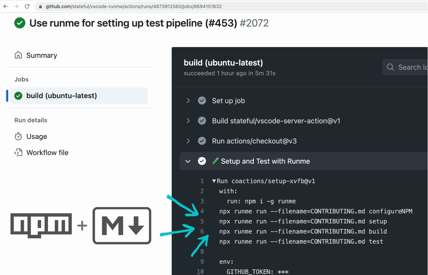Runme Github Action in Workflow