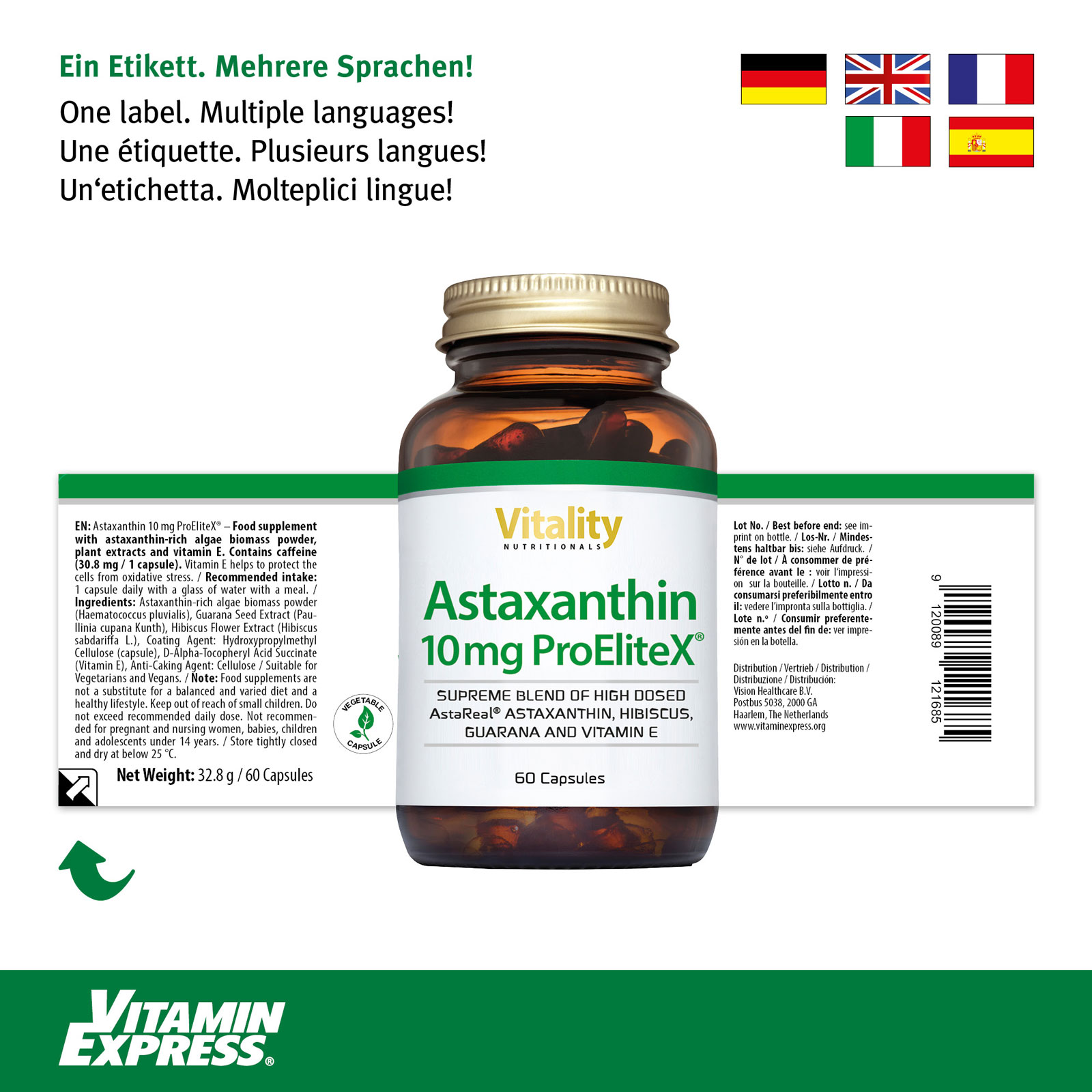 Astaxanthine à haute dose Astaxanthin 10 mg ProEliteX VitaminExpress
