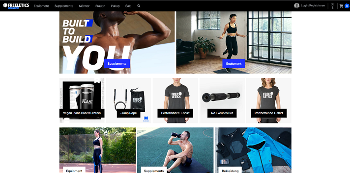 Screenshot of the Freeletics online shop