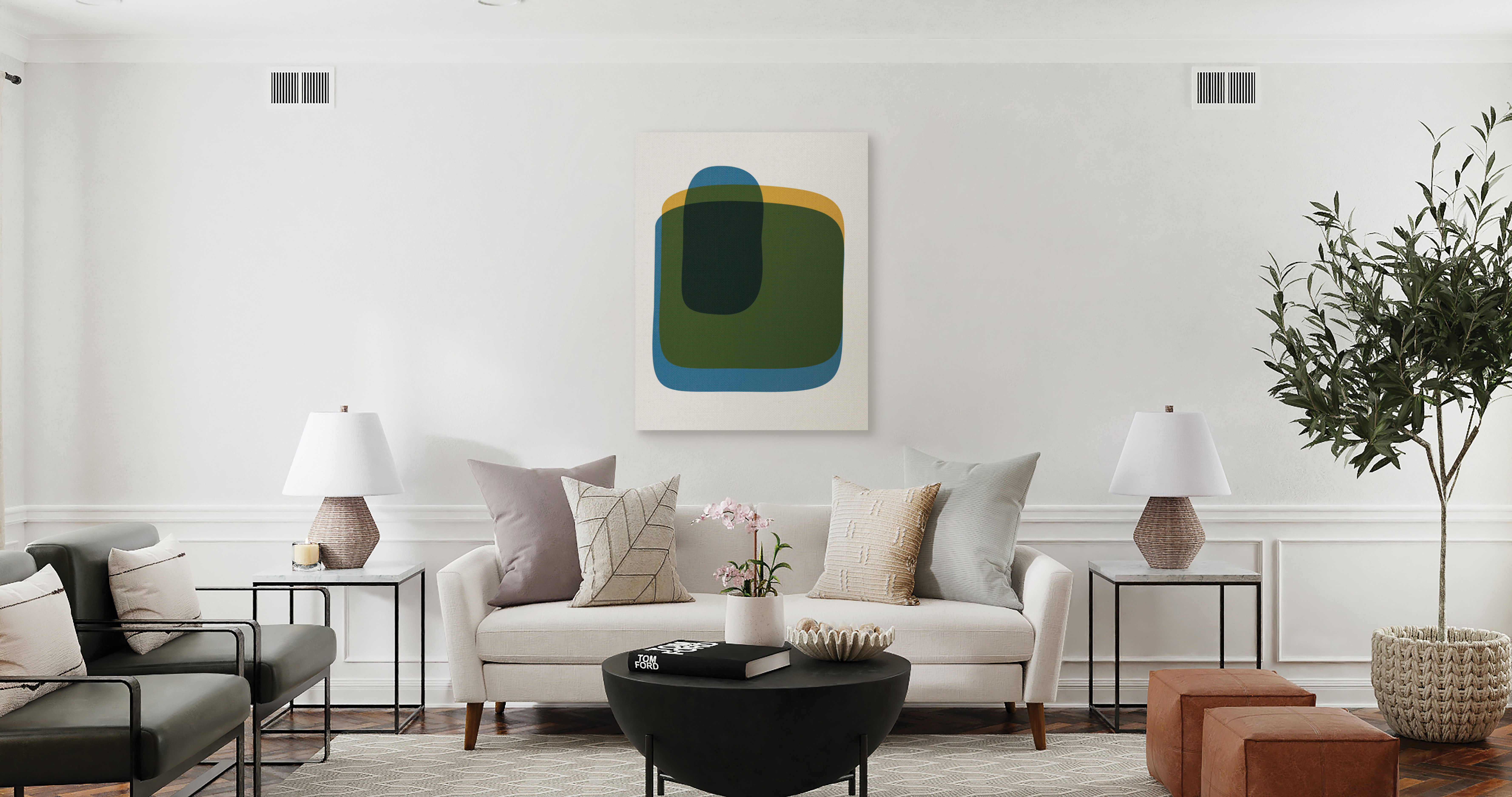 Canvas print of generative art in living room