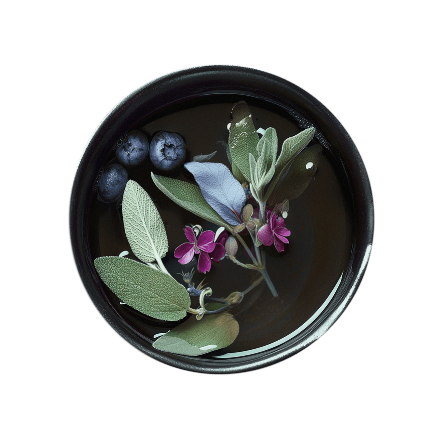 Tea cup of Blueberry Sage Stress Relief