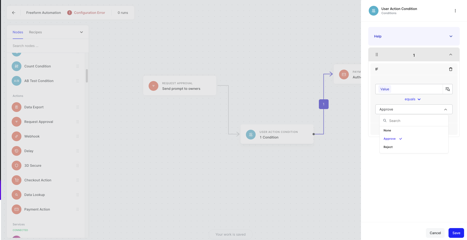 User Action Condition