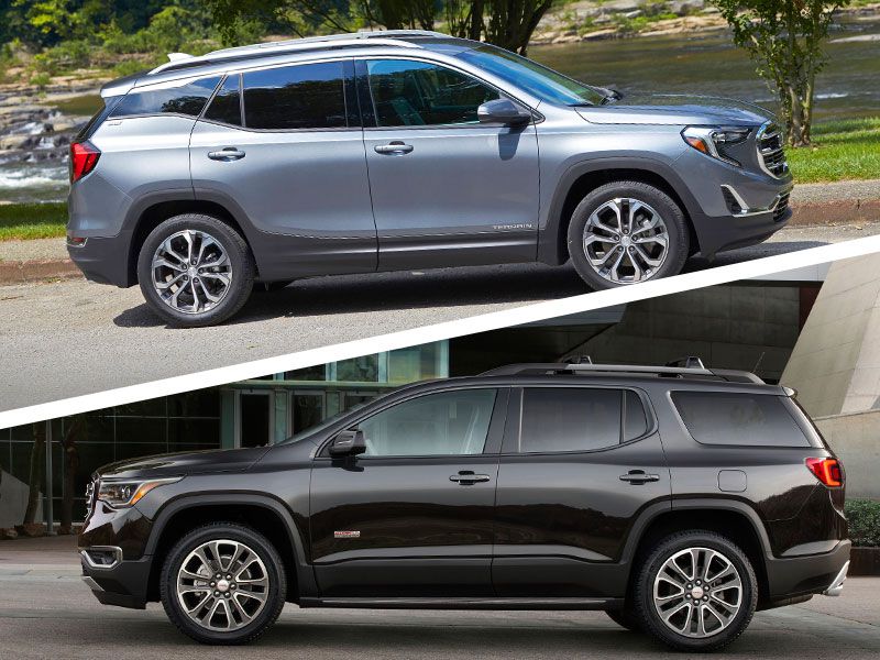 2018 GMC Terrain vs GMC Acadia exterior profiles 