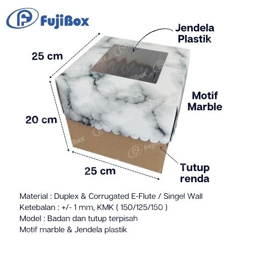 FUJIBOX DUS TART | TART MARBLE 25 x 25 x 20 | TART TINGGI 20cm