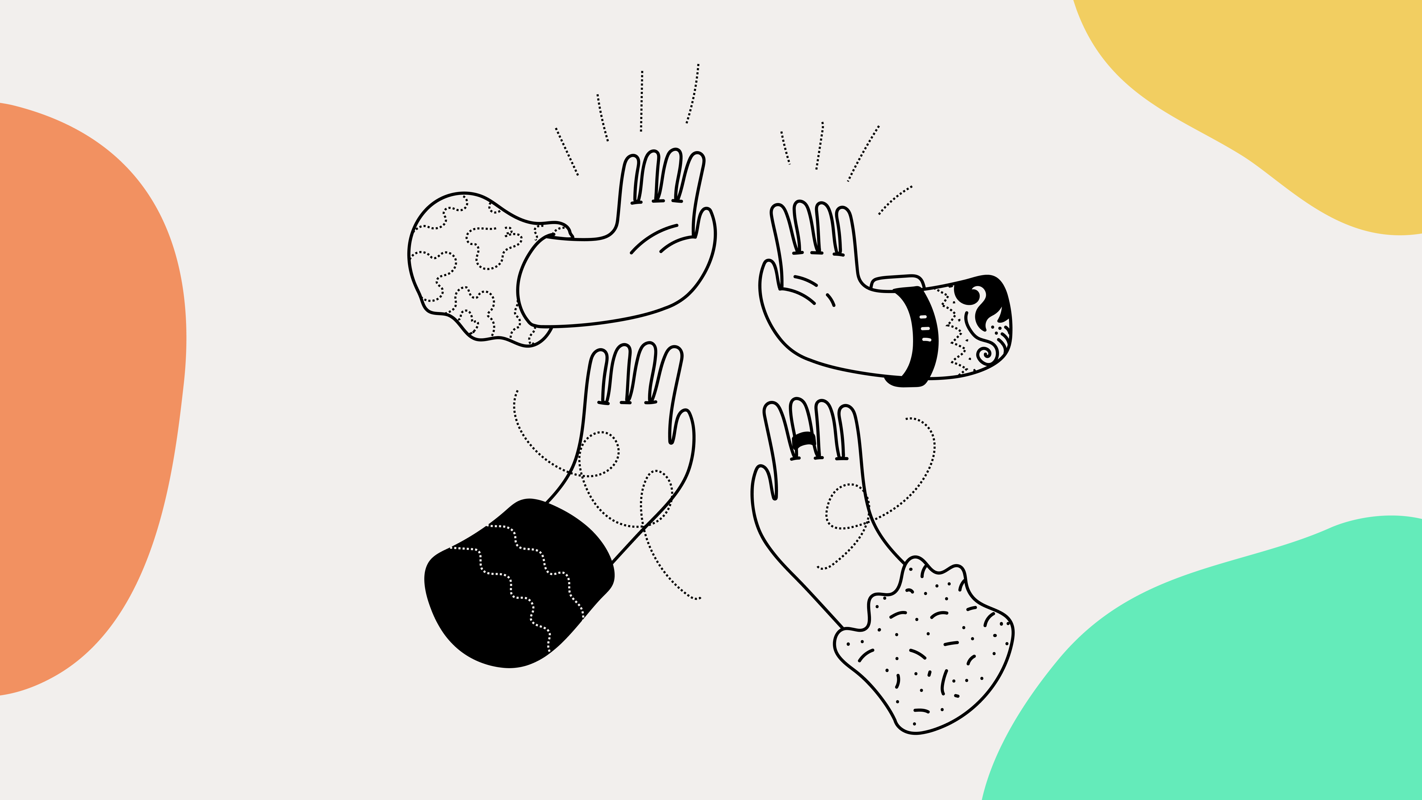 Four hands coming together for a high five.