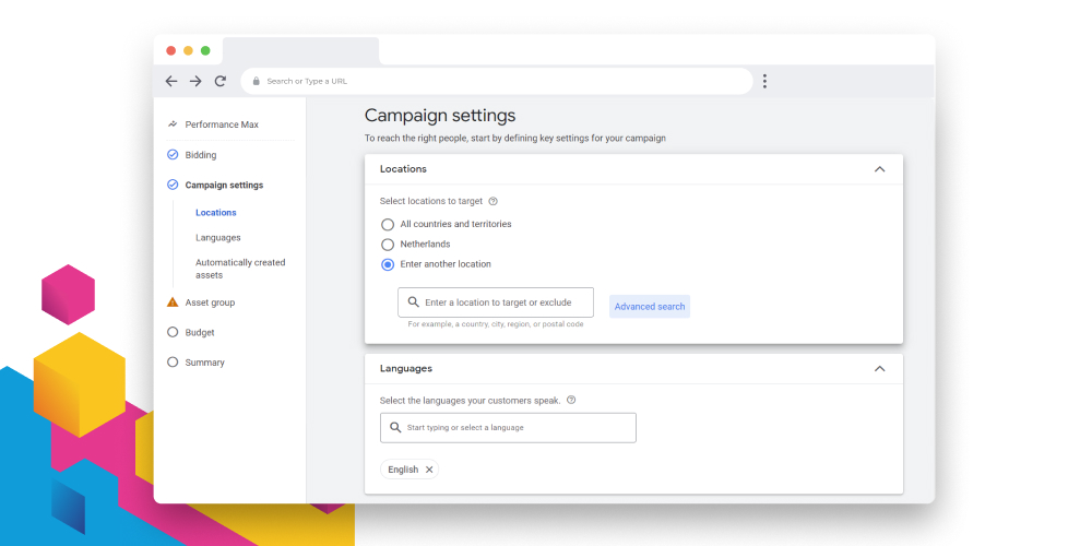 PMax campaigns settings