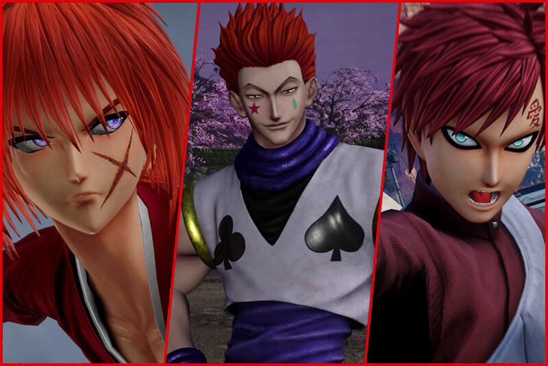 Kenshin&nbsp;Himura&nbsp;(Samurai&nbsp;X), Hisoka Morow (Hunter x Hunter) y Gaara (Naruto)