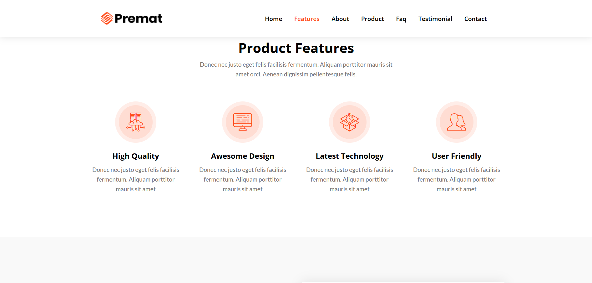 Imagem da sessão Features