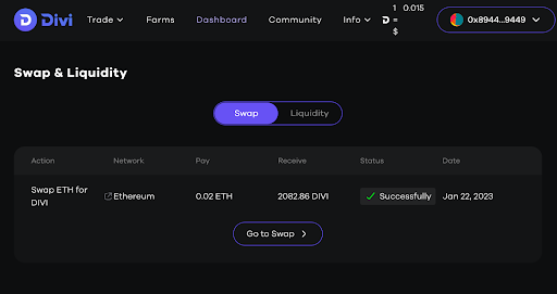 Confirmed swap