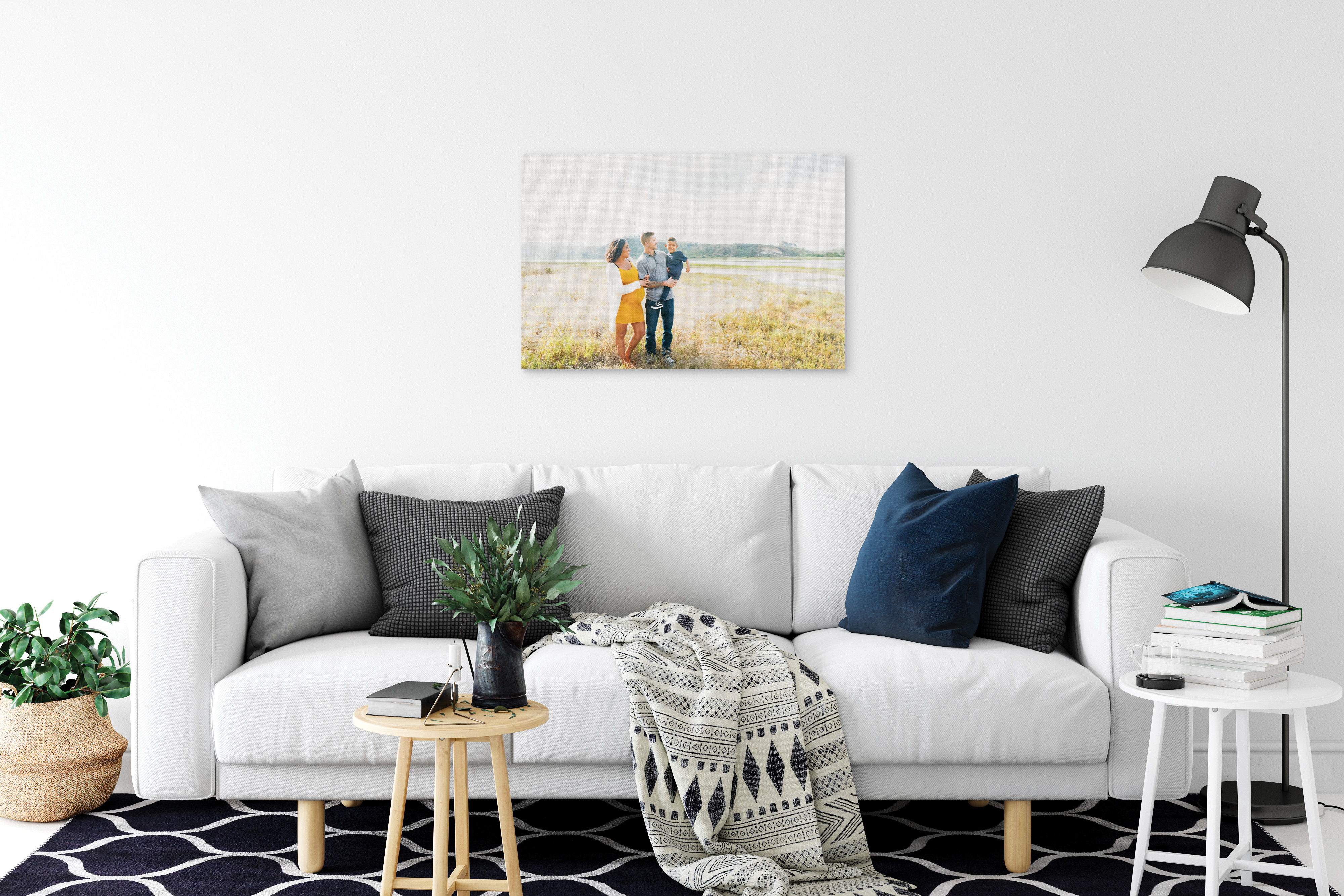 Canvas print of family in living room