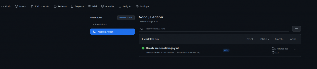 GitHub actions run