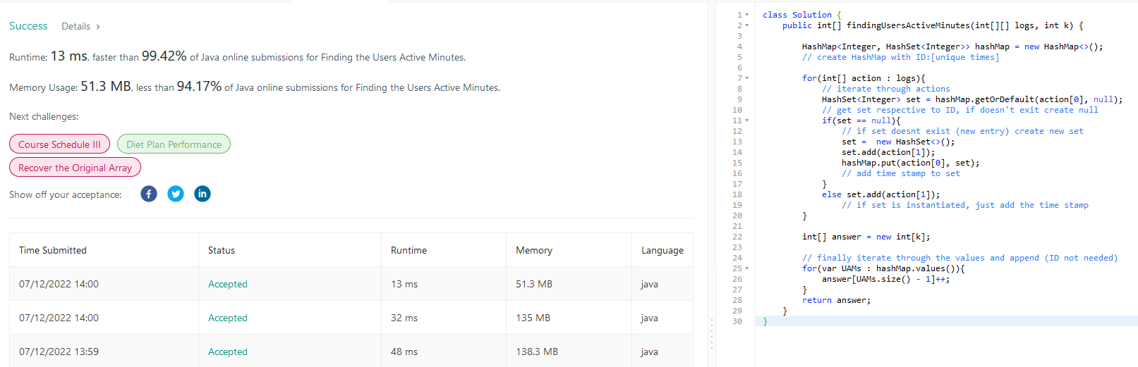 Finding the Users Active Minutes (LeetCode #1817)