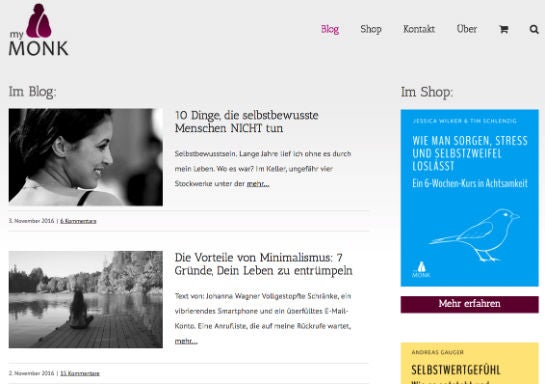Die MyMonk-Website (Screenshot)