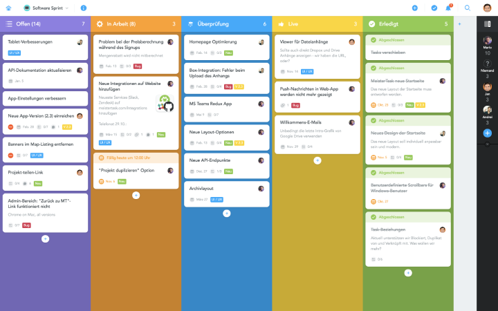 MeisterTask Kanban-Board