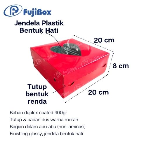 FUJIBOX DUS LOVE | LOVE 20 X 20 X 8 | MERAH HATI KACA 20