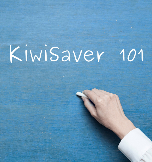 A picture of the words KiwiSaver 101 on the blackboard