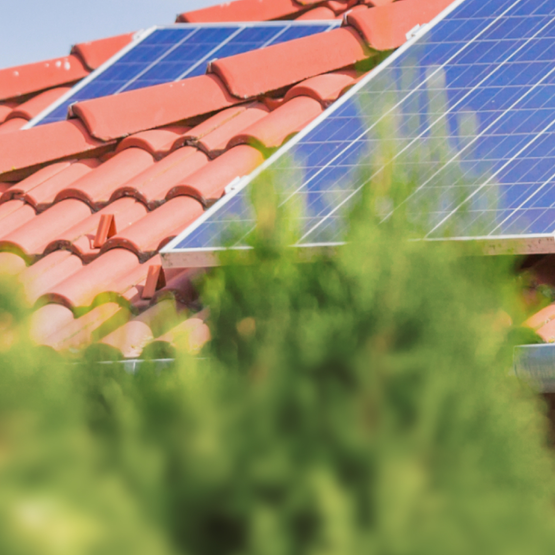 Solar panels on a rooftop