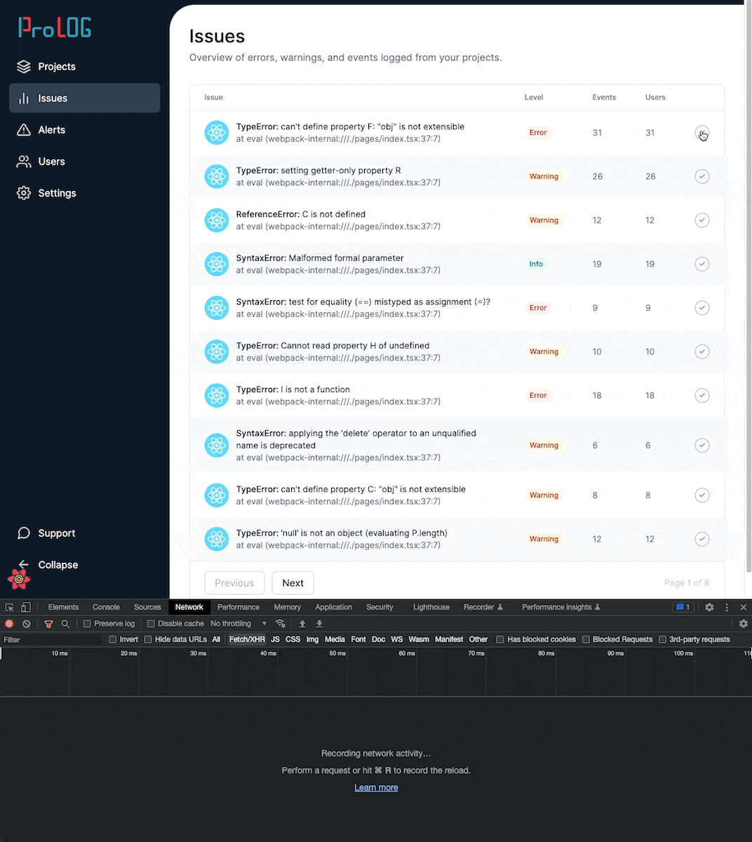 The table data is refetched after the PATCH request