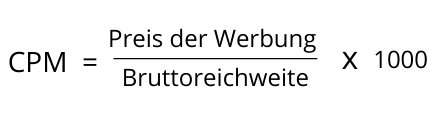 Der CPM ergibt sich durch die Kosten eines Werbemittels durch die Reichweite mal 1000