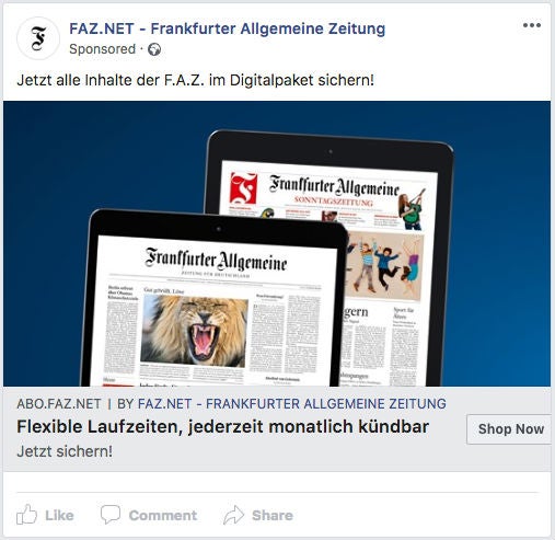 FAZ Frankfurter Allgemeine Zeitung Facebook Ads Werbung OMR