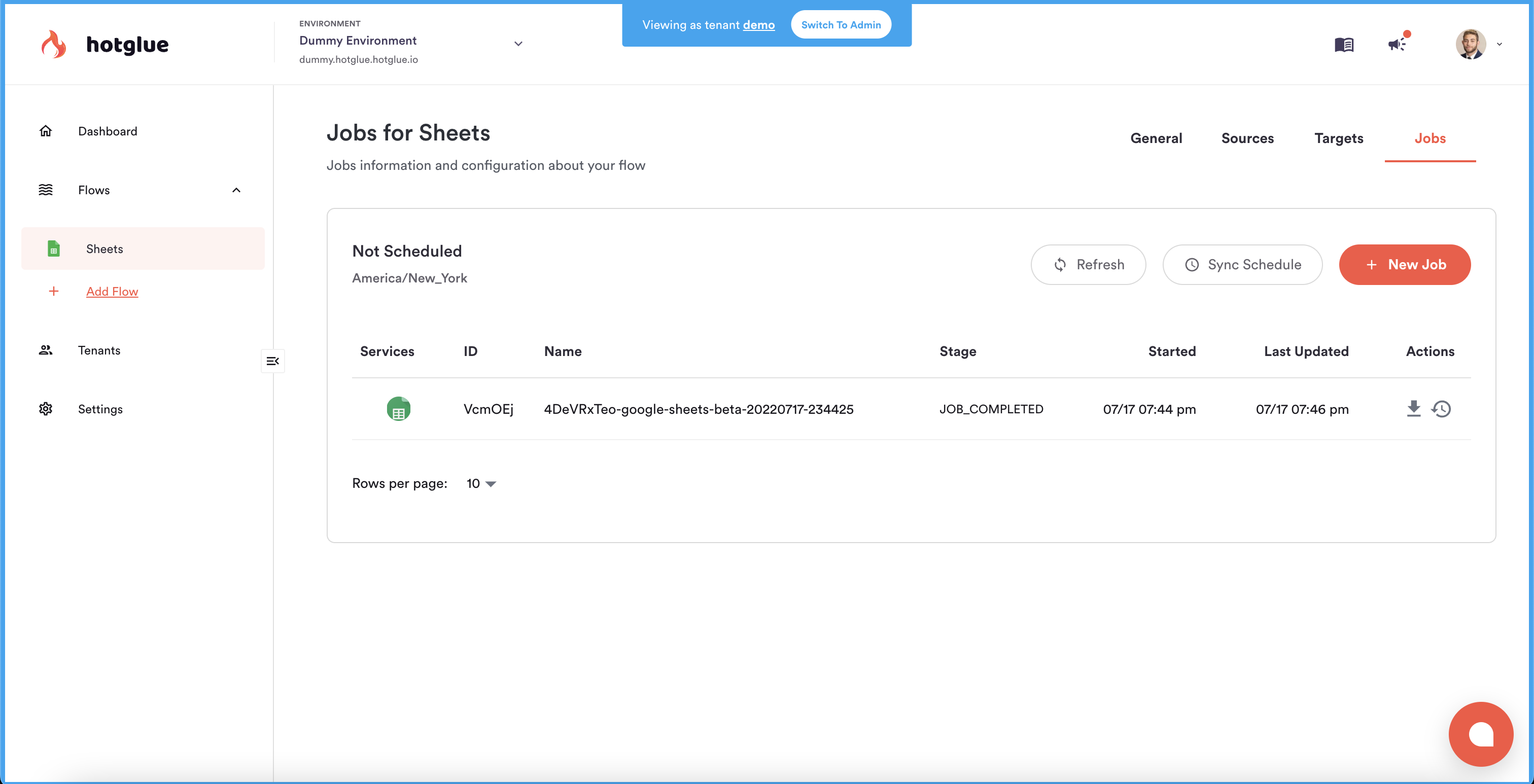 hotglue - Google Sheets Sync Job